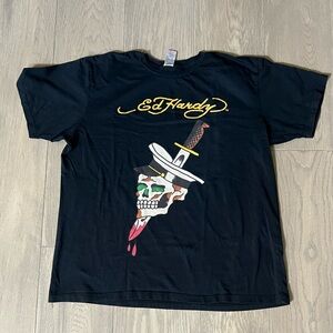 Ed Hardy Shirt Mens XL Black Skull Dagger Graphic Tee
